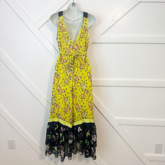 Tanya Taylor Floral Garden Print Everly V-Neck Belted Sleeveless Maxi Dress Sz 8 - Picture 5 of 11